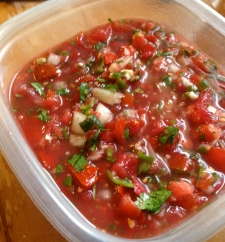 Making salsa is a great way to use tomatoes from the garden. 
