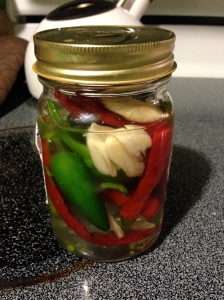 The beginning of the best hot sauce I've had. And it's all pretty much fresh from the garden.